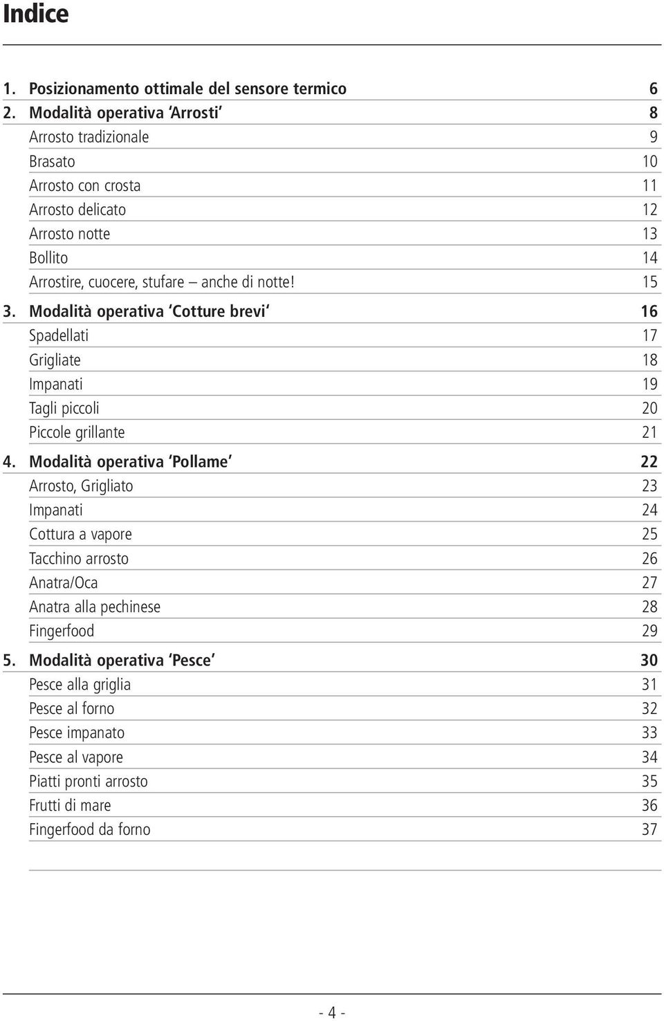 notte! 15 3. Modalità operativa Cotture brevi 16 Spadellati 17 Grigliate 18 Impanati 19 Tagli piccoli 20 Piccole grillante 21 4.