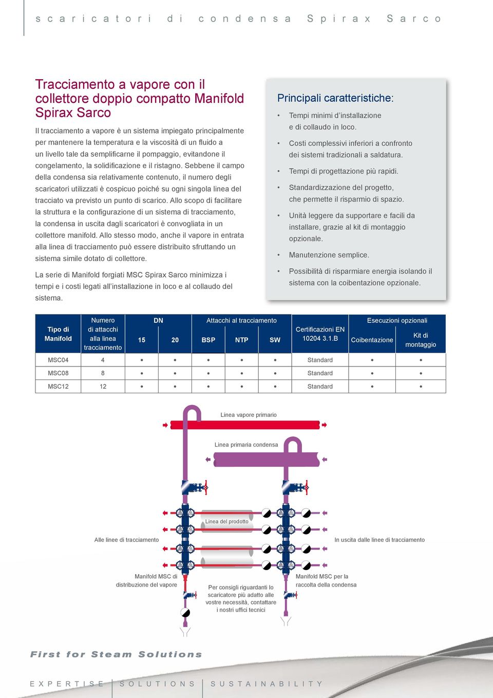 Sebbene il campo della condensa sia relativamente contenuto, il numero degli scaricatori utilizzati è cospicuo poiché su ogni singola linea del tracciato va previsto un punto di scarico.