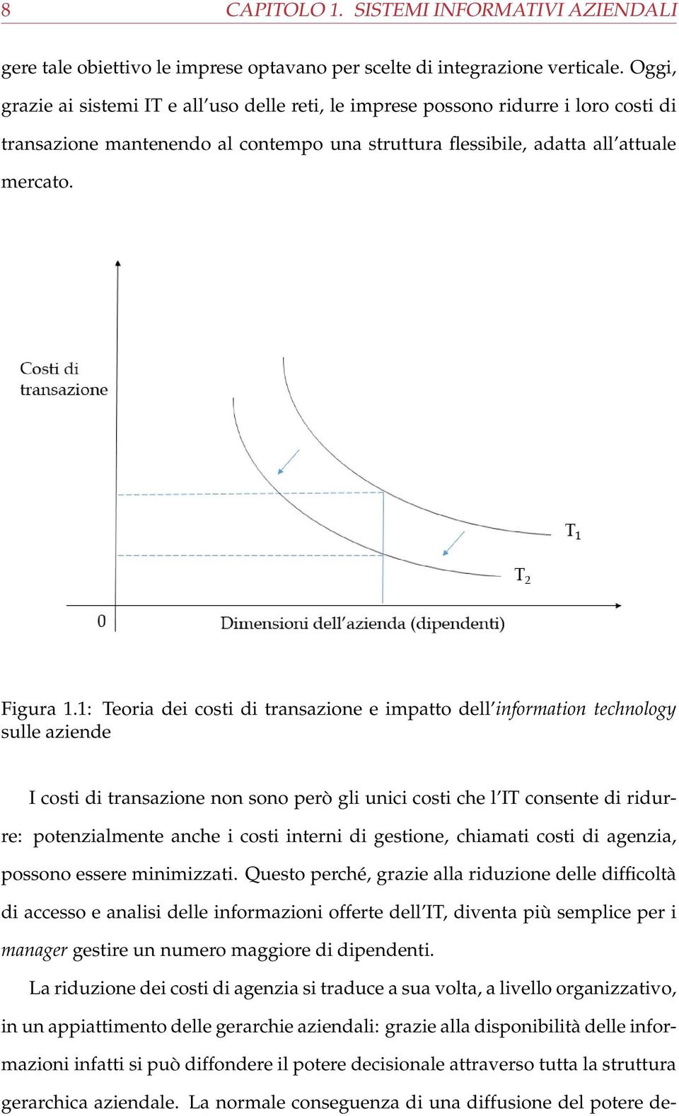 1: Teoria dei costi di transazione e impatto dell information technology sulle aziende I costi di transazione non sono però gli unici costi che l IT consente di ridurre: potenzialmente anche i costi