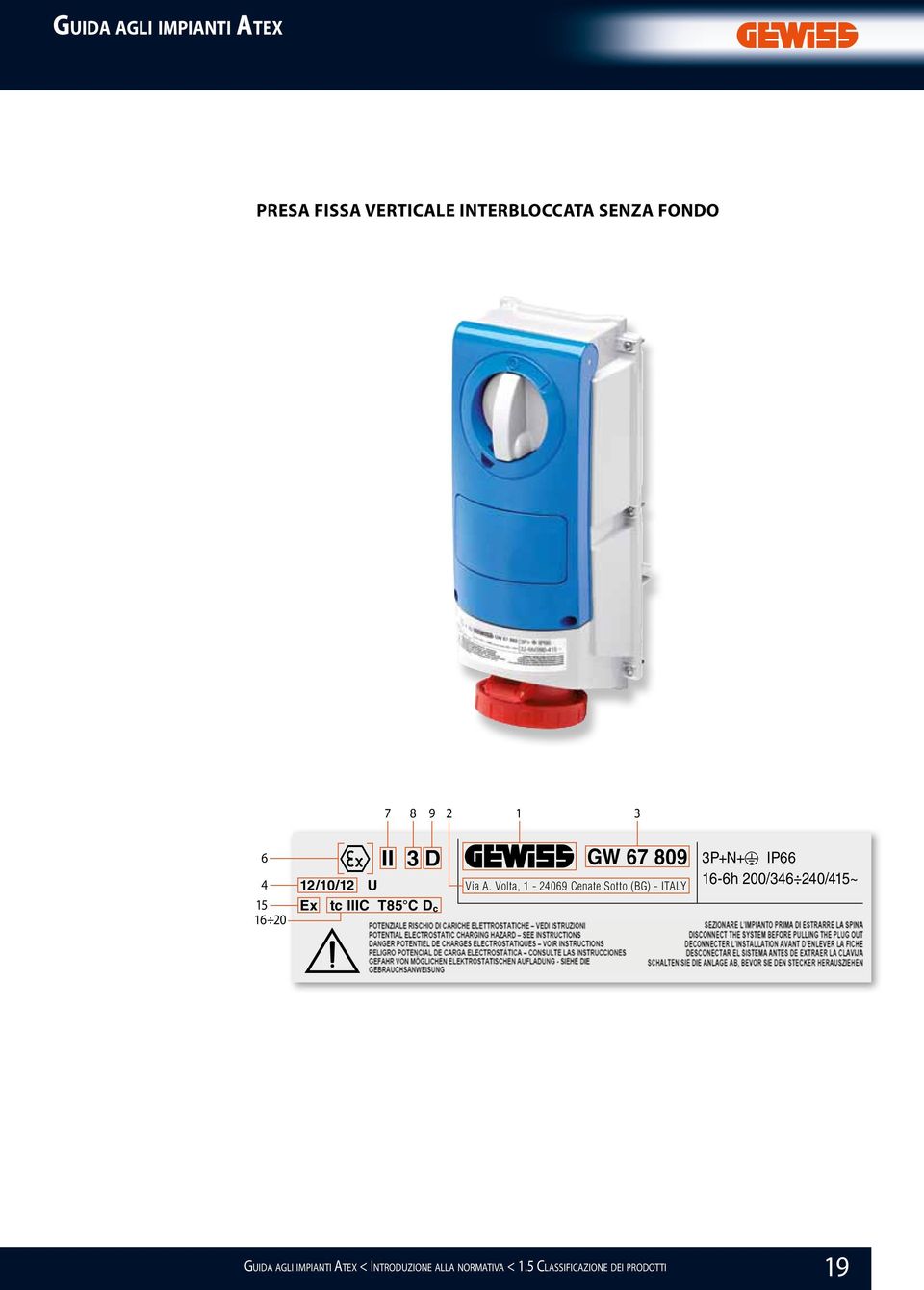 Volta, 1-24069 Cenate Sotto (BG) - ITALY GW 67 809 3P+N+ IP66 16-6h