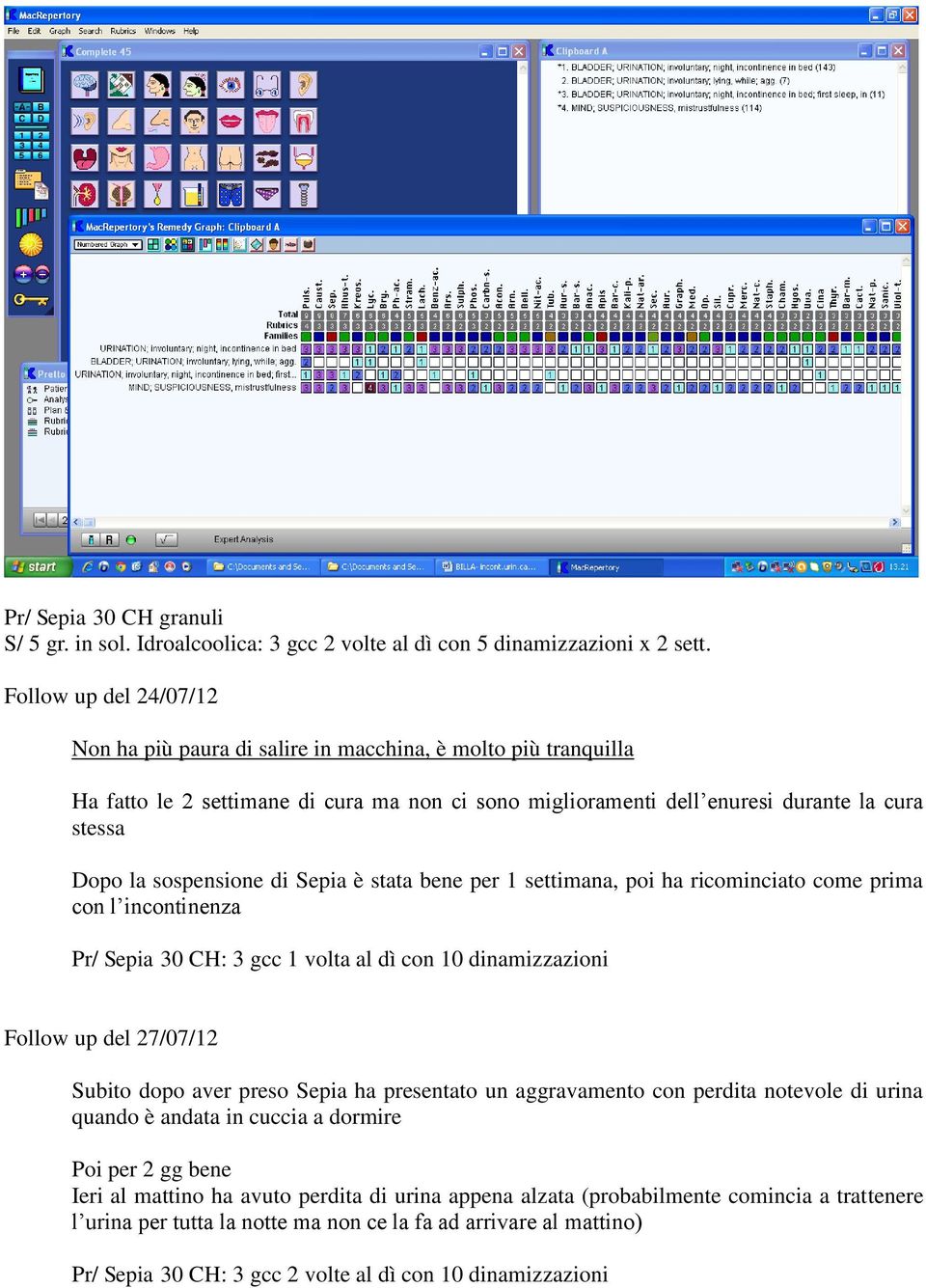 sospensione di Sepia è stata bene per 1 settimana, poi ha ricominciato come prima con l incontinenza Pr/ Sepia 30 CH: 3 gcc 1 volta al dì con 10 dinamizzazioni Follow up del 27/07/12 Subito dopo aver