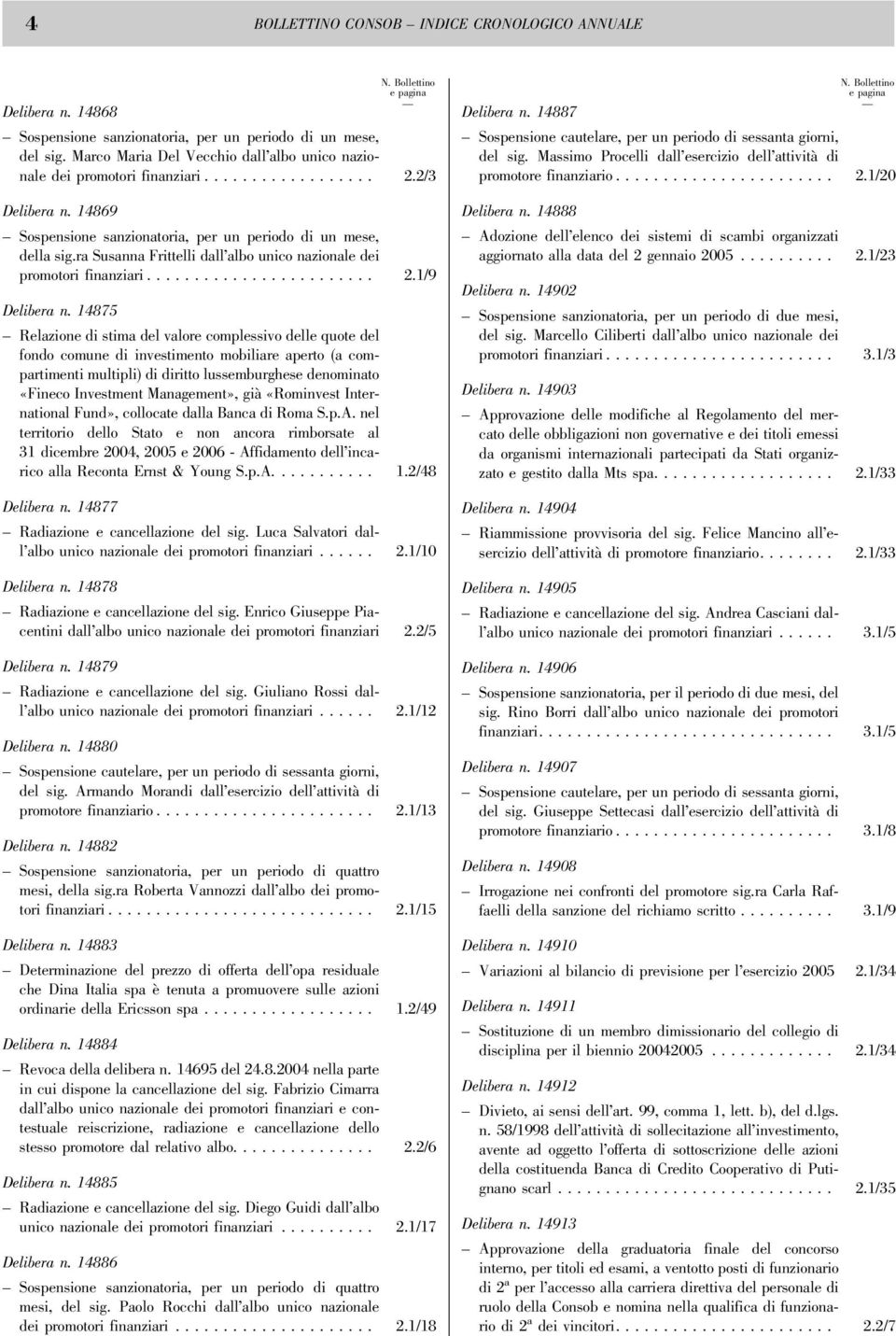 14875 Relazione di stima del valore complessivo delle quote del fondo comune di investimento mobiliare aperto (a compartimenti multipli) di diritto lussemburghese denominato «Fineco Investment