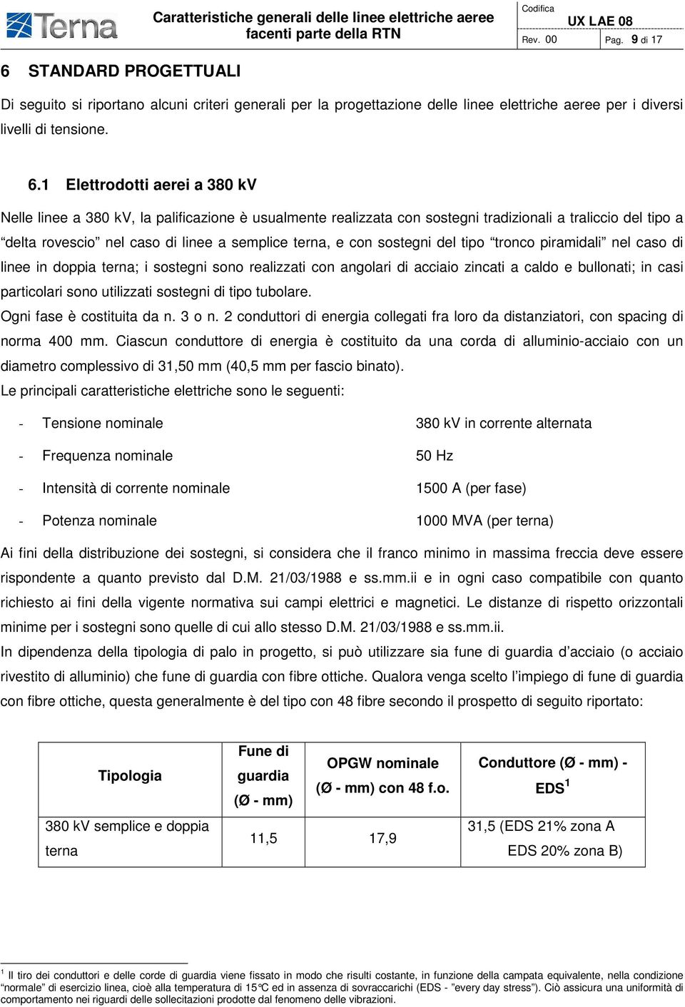 1 Elettrodotti aerei a 380 kv Nelle linee a 380 kv, la palificazione è usualmente realizzata con sostegni tradizionali a traliccio del tipo a delta rovescio nel caso di linee a semplice terna, e con