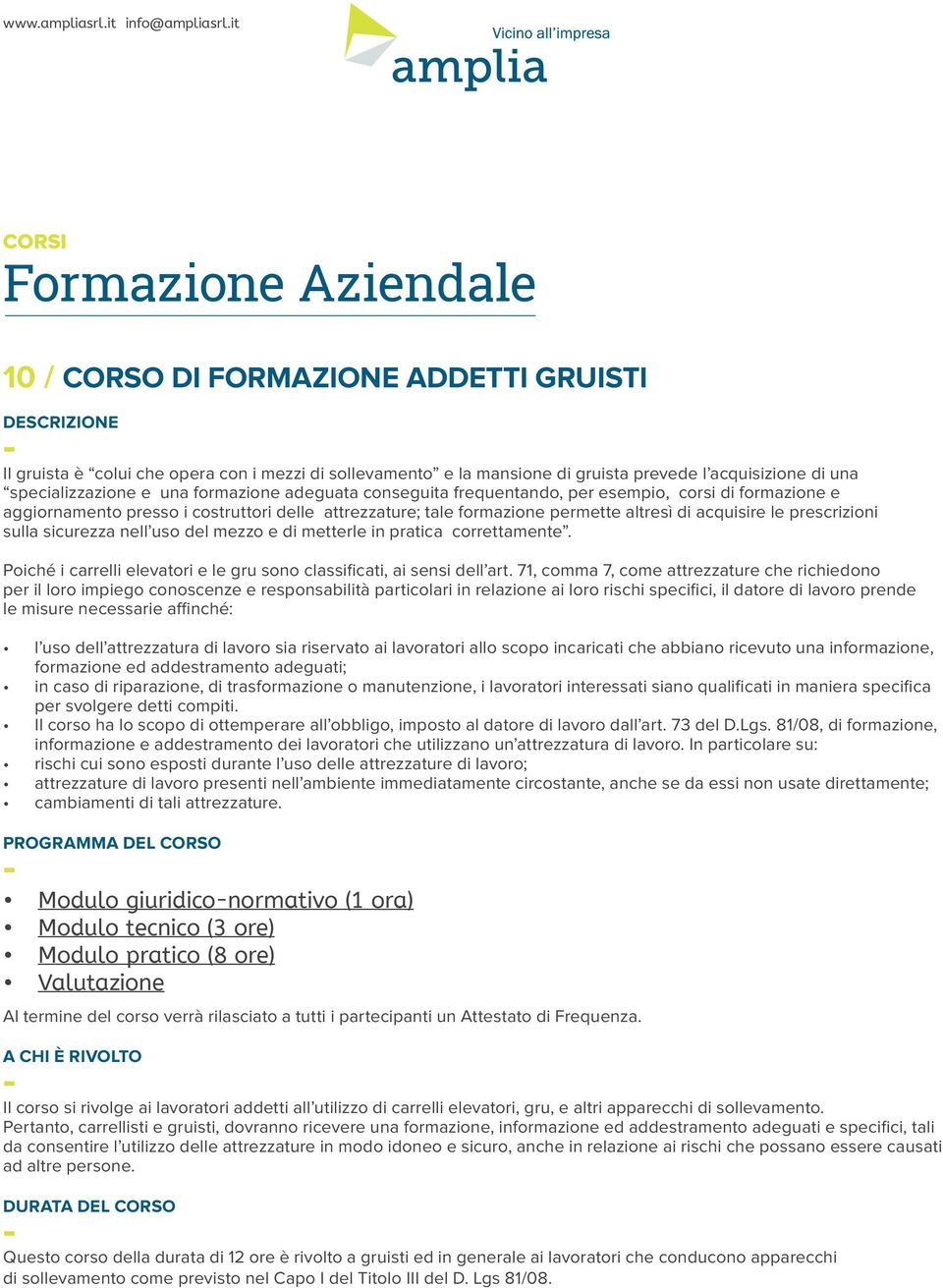 sicurezza nell uso del mezzo e di metterle in pratica correttamente. Poiché i carrelli elevatori e le gru sono classificati, ai sensi dell art.