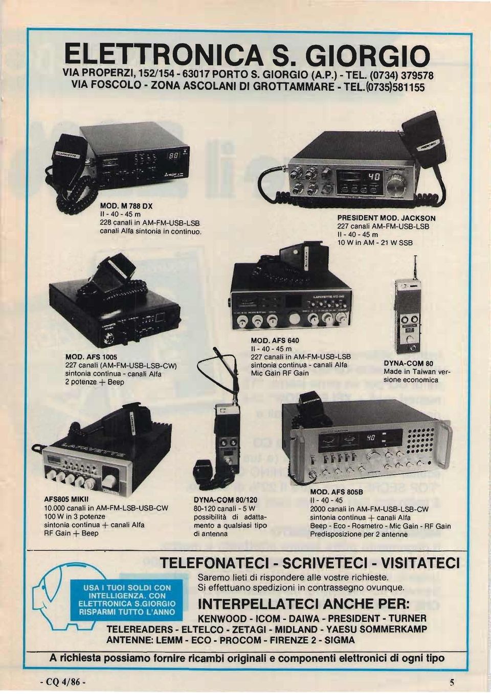 AFS 1005 227 canali (AM-FM-USB-LSB-CW) sintonia continua - canali Alfa 2 potenze + Beep MOD.