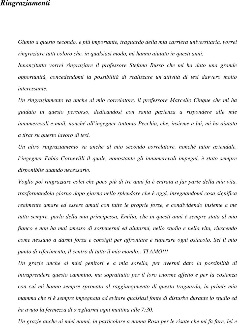 Un ringraziamento va anche al mio correlatore, il professore Marcello Cinque che mi ha guidato in questo percorso, dedicandosi con santa pazienza a rispondere alle mie innumerevoli e-mail, nonché all