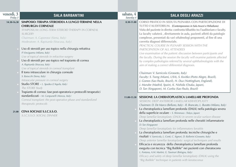 Vinciguerra (Milano, Italy) Use of topical steroids in refractive surgery Uso di steroidi per uso topico nel trapianto di cornea A.