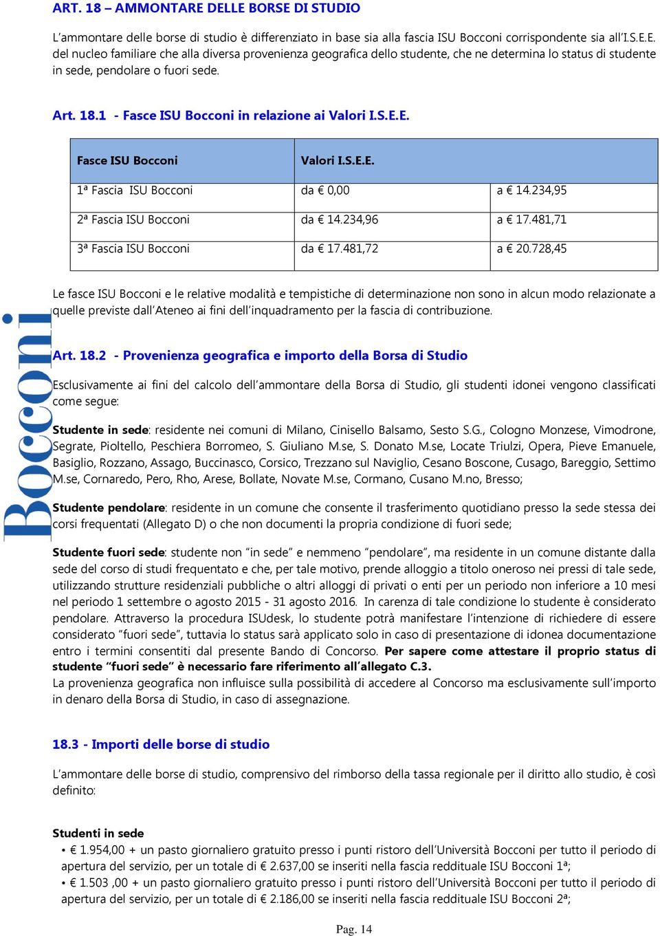 481,71 3ª Fascia ISU Bocconi da 17.481,72 a 20.