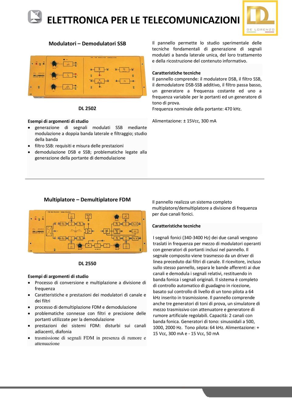 modulati a banda laterale unica, del loro trattamento e della ricostruzione del contenuto informativo.