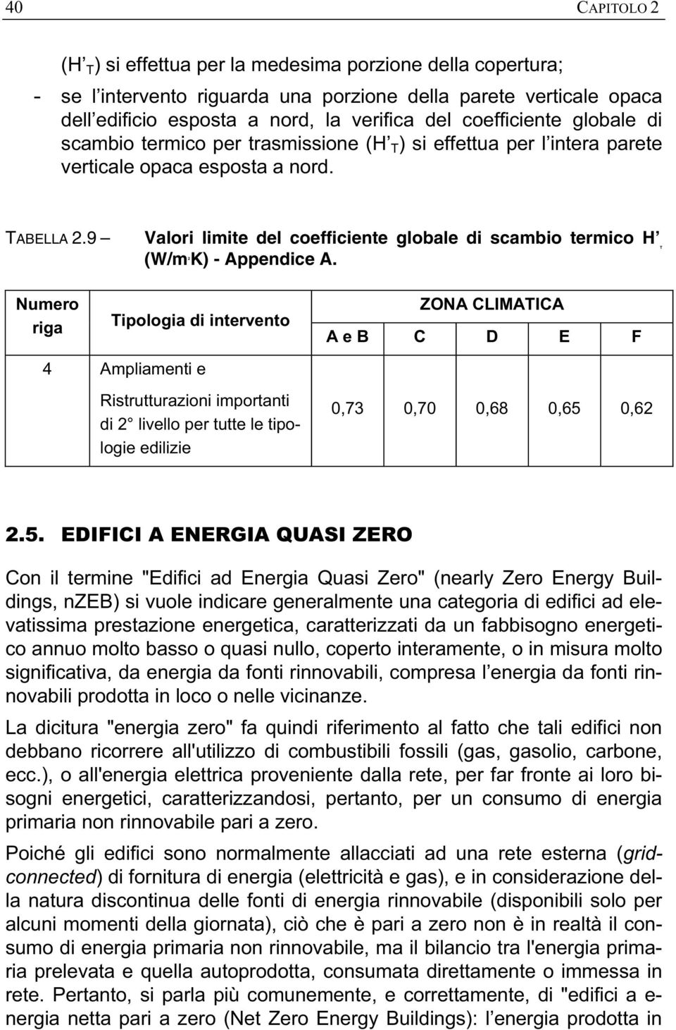 9 Valori limite del coefficiente globale di scambio termico H T (W/m2K) - Appendice A.