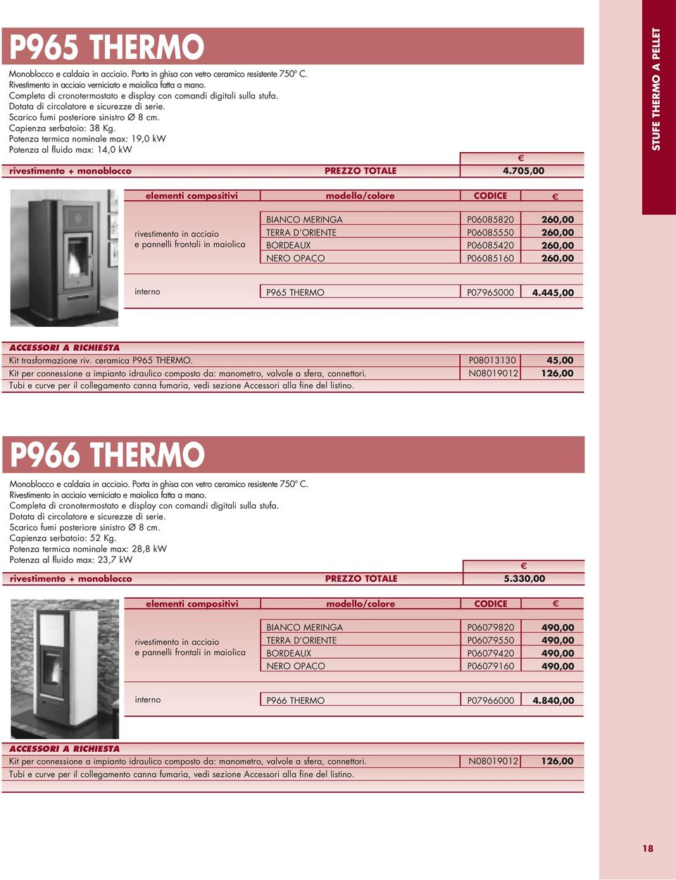 Potenza termica nominale max: 19,0 kw Potenza al fluido max: 14,0 kw rivestimento + monoblocco PREZZO TOTALE 4.