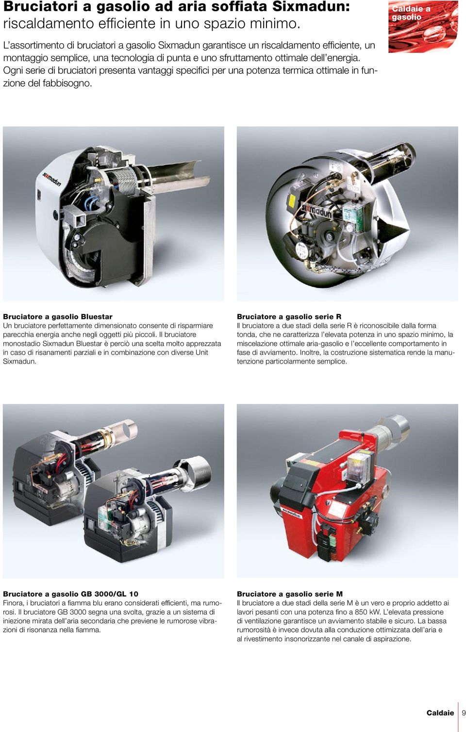 Ogni serie di bruciatori presenta vantaggi specifici per una potenza termica ottimale in funzione del fabbisogno.
