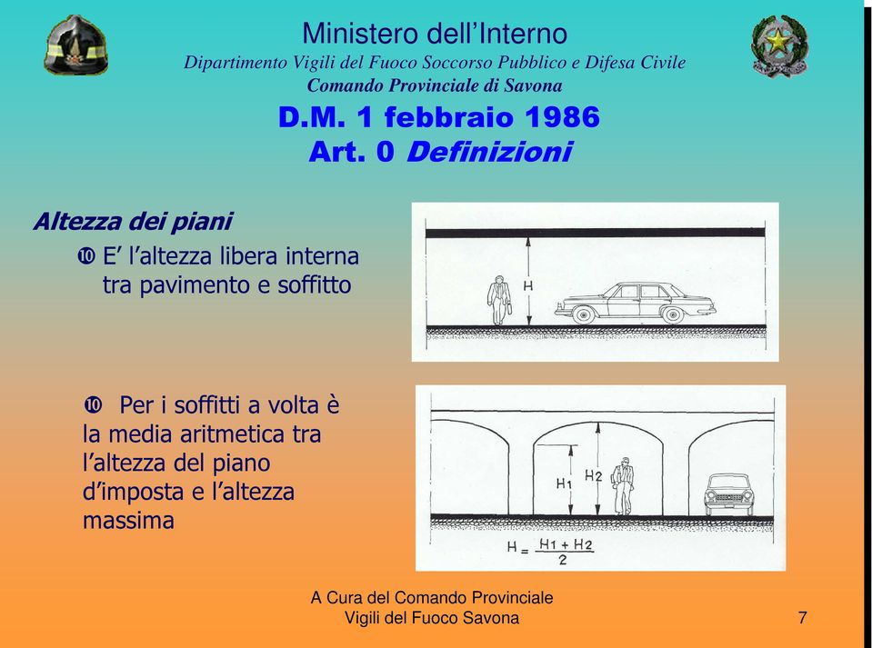 tra pavimento e soffitto Per i soffitti a volta è la media