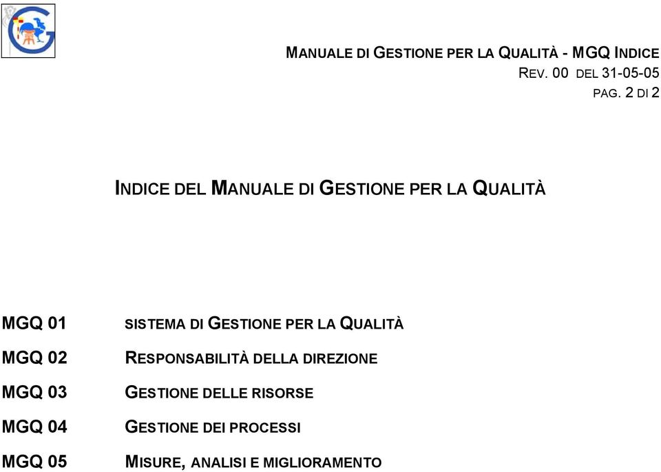 03 MGQ 04 MGQ 05 SISTEMA DI GESTIONE PER LA QUALITÀ RESPONSABILITÀ