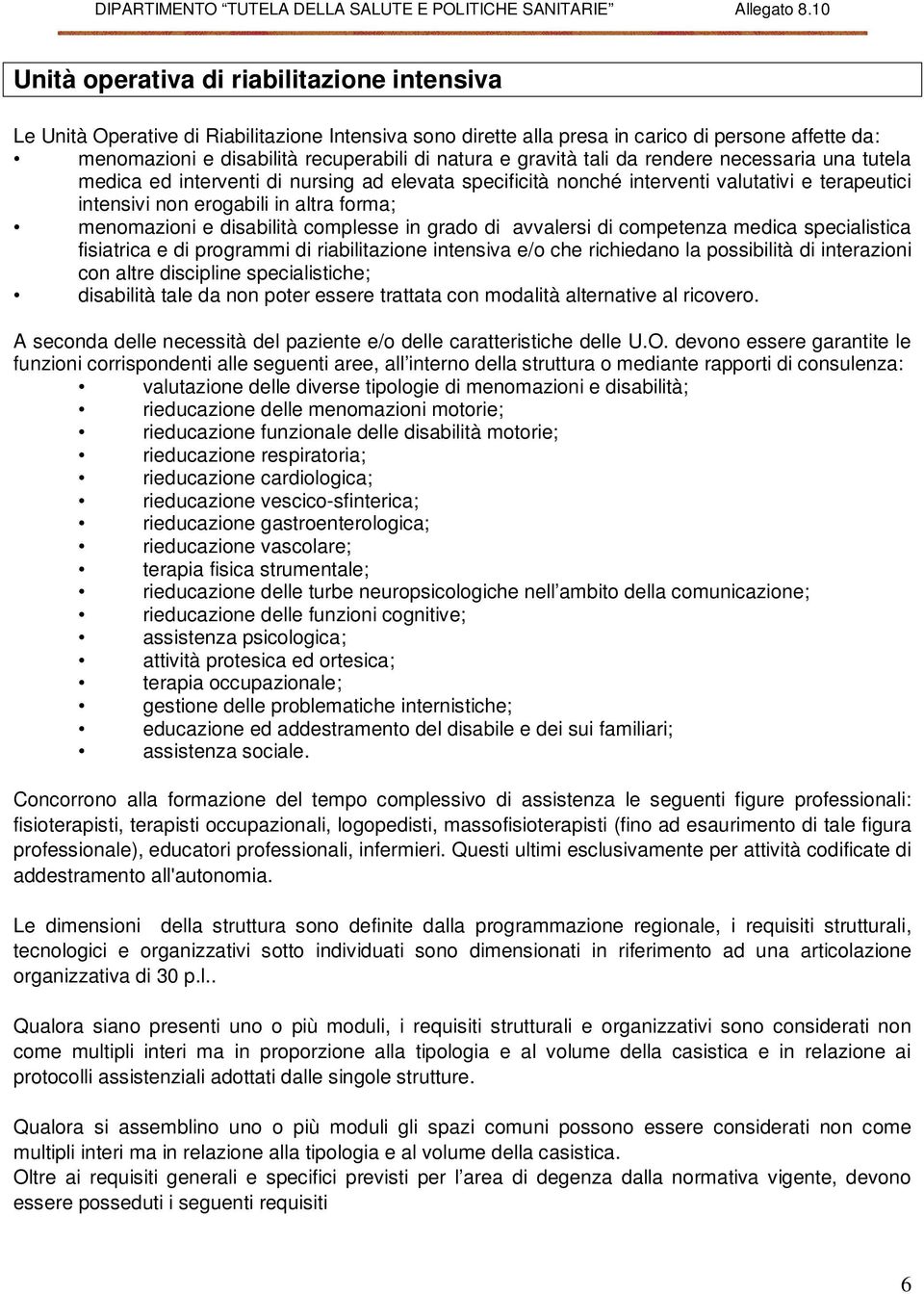 disabilità complesse in grado di avvalersi di competenza medica specialistica fisiatrica e di programmi di riabilitazione intensiva e/o che richiedano la possibilità di interazioni con altre