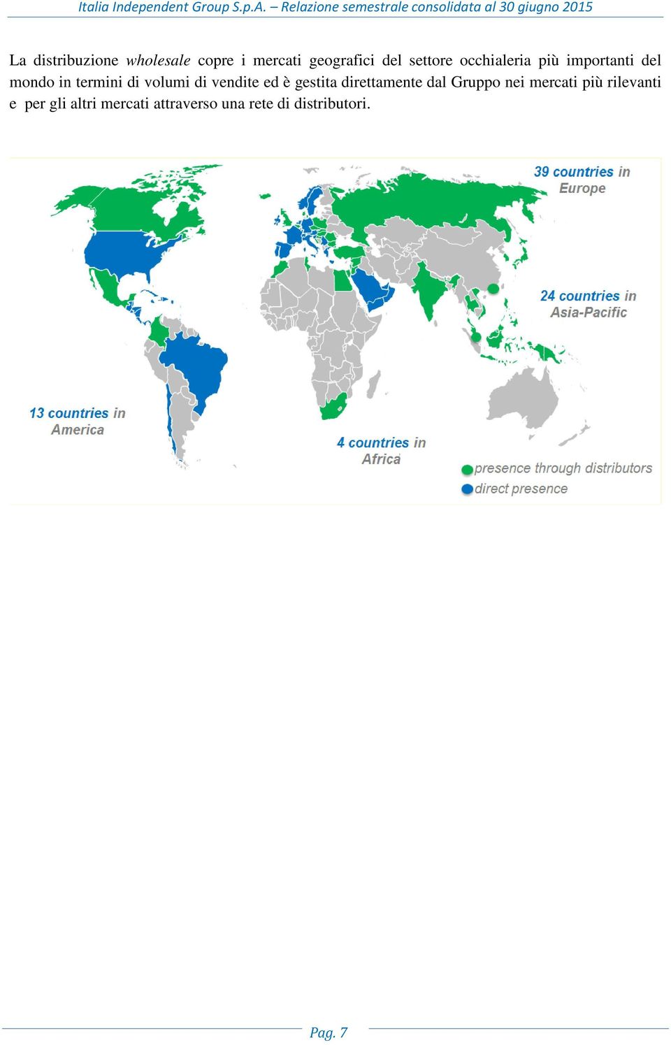 vendite ed è gestita direttamente dal Gruppo nei mercati più