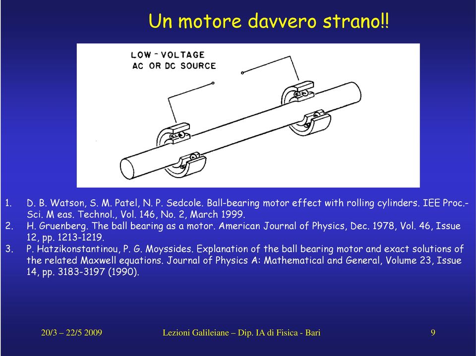 1213-1219. 3. P. Hatzikonstantinou, P. G. Moyssides. Explanation of the ball bearing motor and exact solutions of the related Maxwell equations.