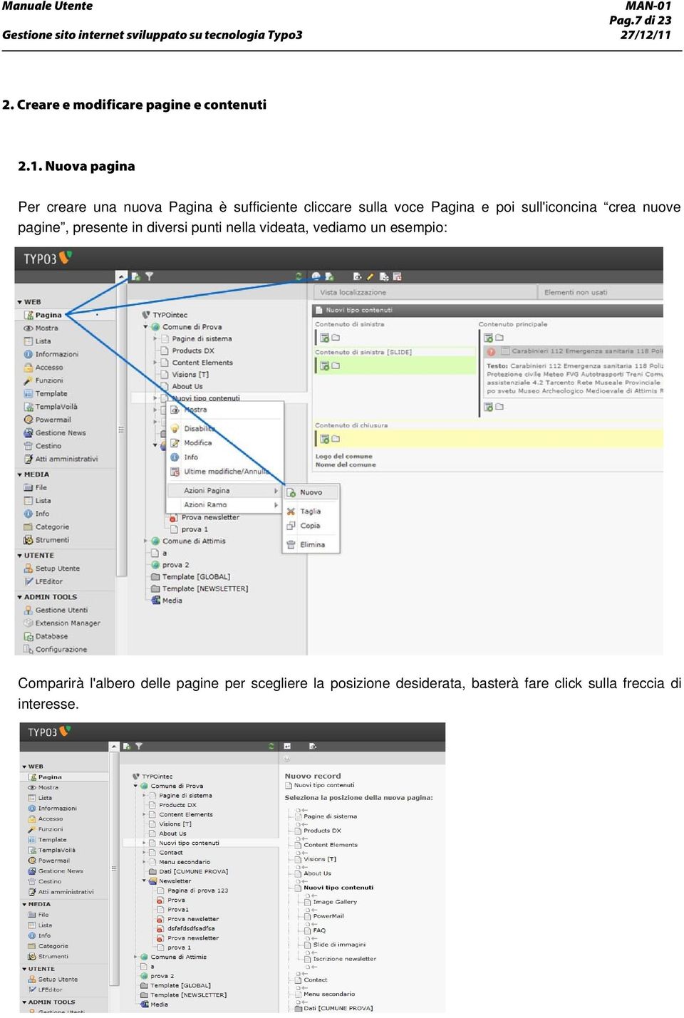 sull'iconcina crea nuove pagine, presente in diversi punti nella videata, vediamo un