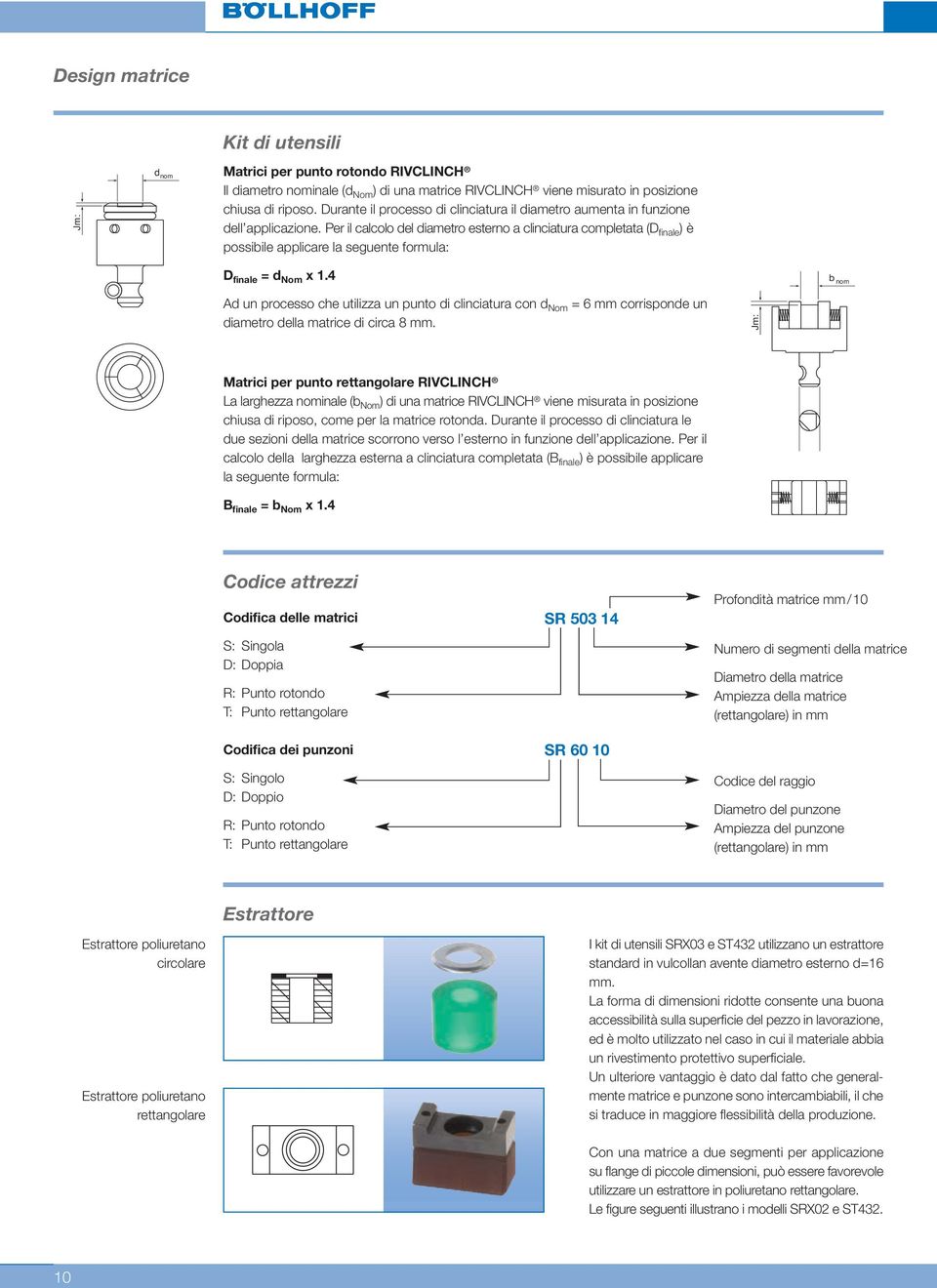 Per il calcolo del diametro esterno a clinciatura completata (D finale ) è possibile applicare la seguente formula: D finale = d Nom x 1.