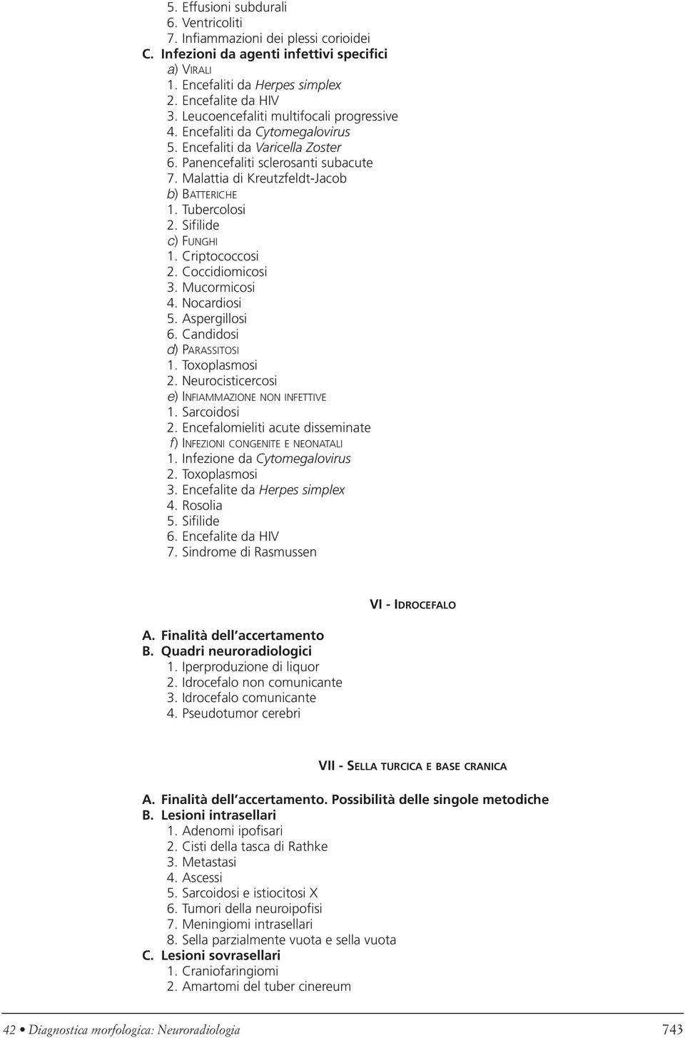 Tubercolosi 2. Sifilide c) FUNGHI 1. Criptococcosi 2. Coccidiomicosi 3. Mucormicosi 4. Nocardiosi 5. Aspergillosi 6. Candidosi d) PARASSITOSI 1. Toxoplasmosi 2.