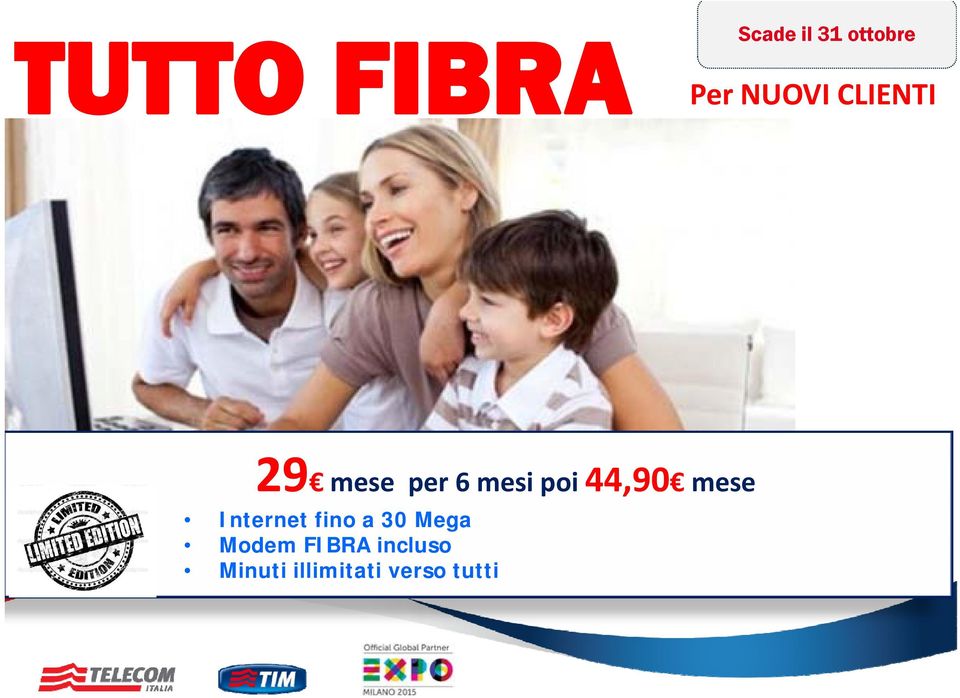 44,90 mese Internet fino a 30 Mega