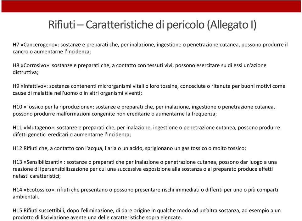 conosciute o ritenute per buoni motivi come cause di malattie nell'uomo o in altri organismi viventi; H10 «Tossico per la riproduzione»: sostanze e preparati che, per inalazione, ingestione o