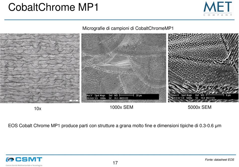 Chrome MP1 produce parti con strutture a grana molto