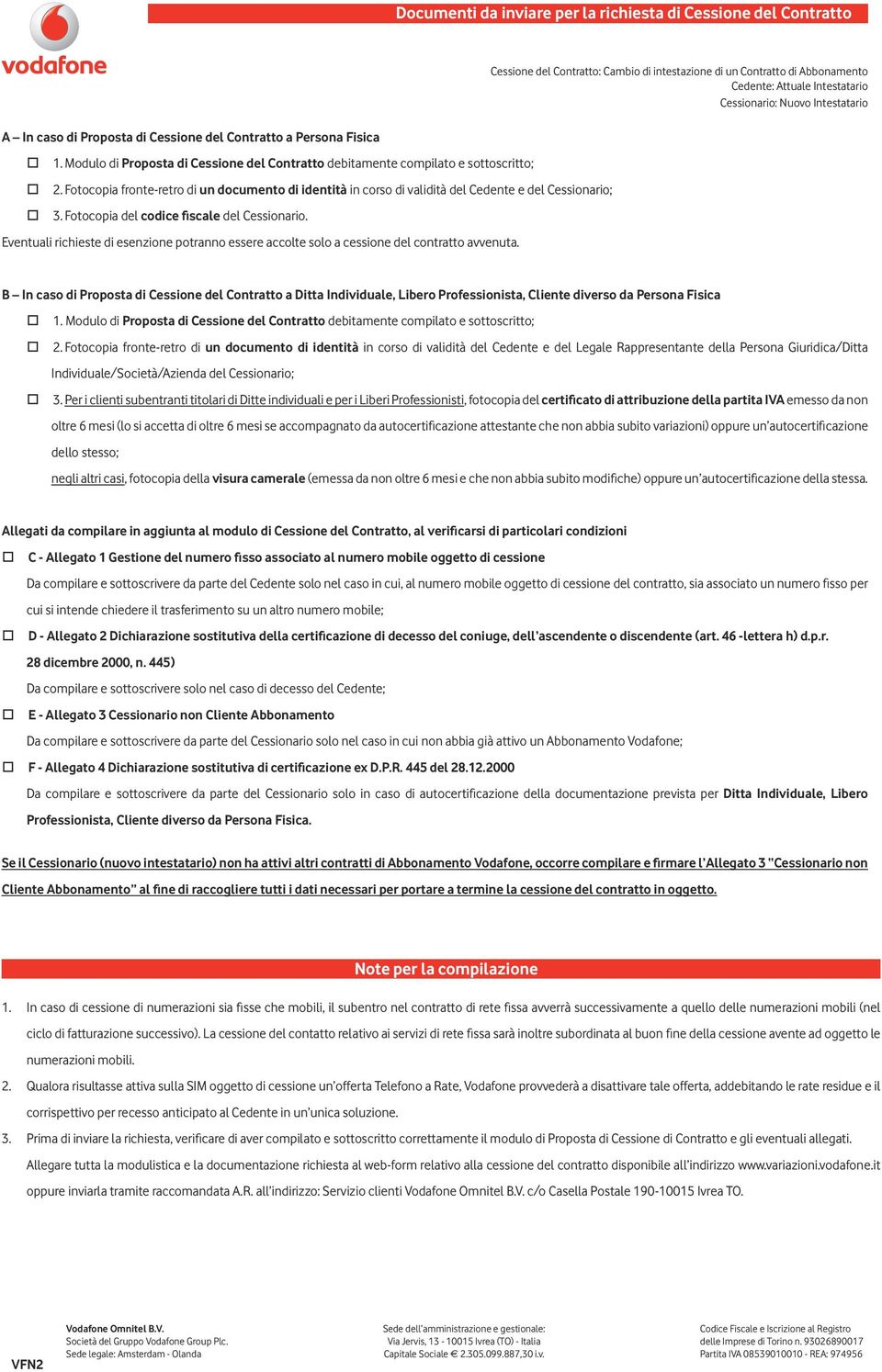 Fotocopia fronte-retro di un documento di identità in corso di validità del Cedente e del Cessionario; 3. Fotocopia del codice fiscale del Cessionario.