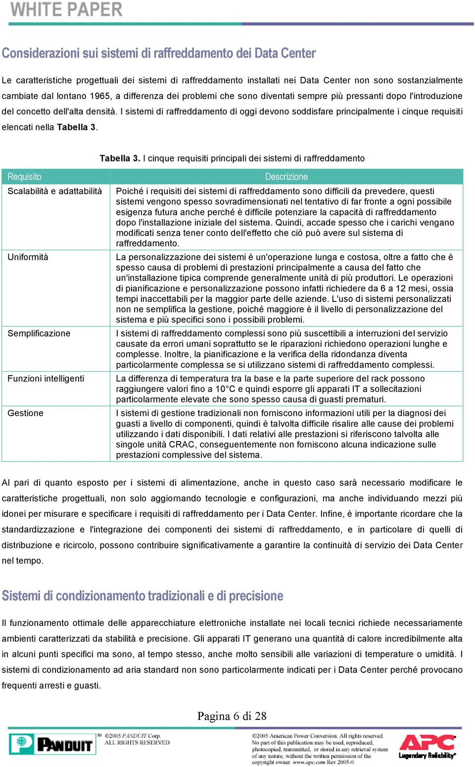 I sistemi di raffreddamento di oggi devono soddisfare principalmente i cinque requisiti elencati nella Tabella 3.