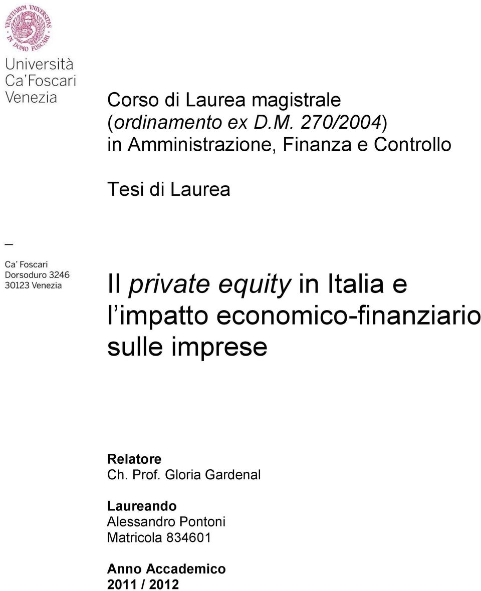 private equity in Italia e l impatto economico-finanziario sulle imprese
