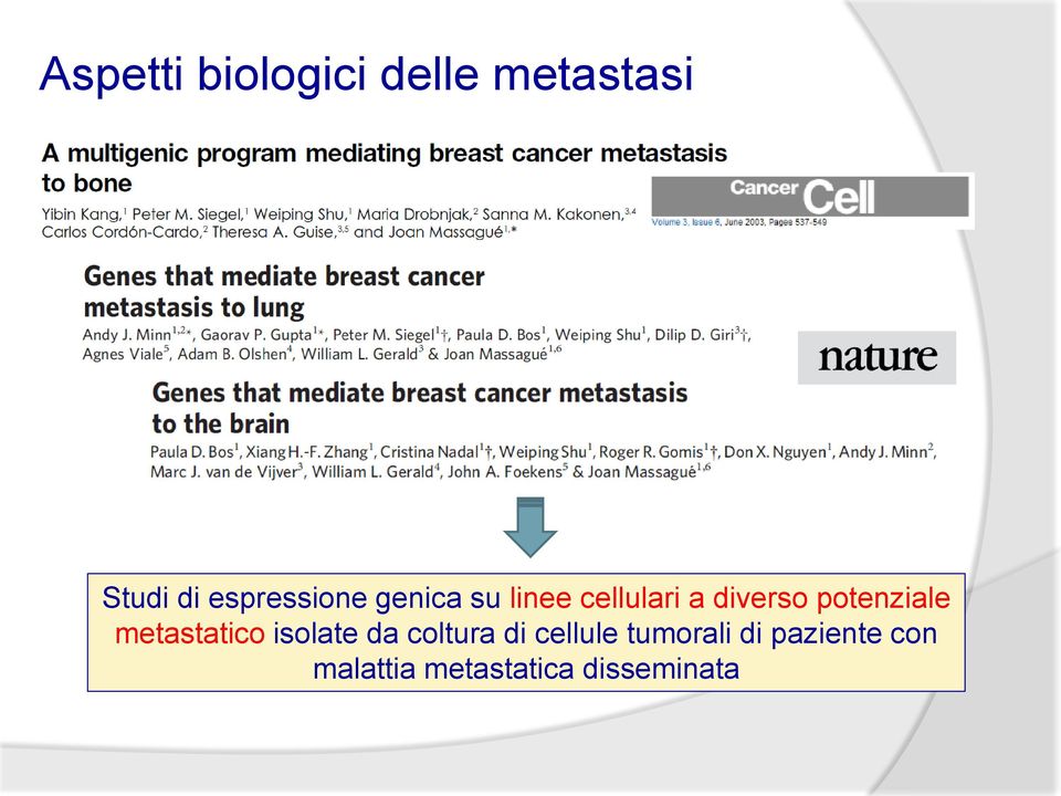 potenziale metastatico isolate da coltura di