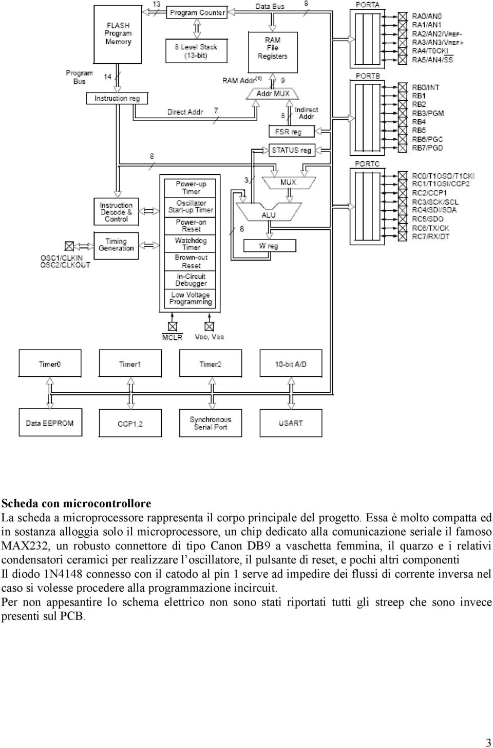 a vaschetta femmina, il quarzo e i relativi condensatori ceramici per realizzare l oscillatore, il pulsante di reset, e pochi altri componenti Il diodo 1N4148 connesso con