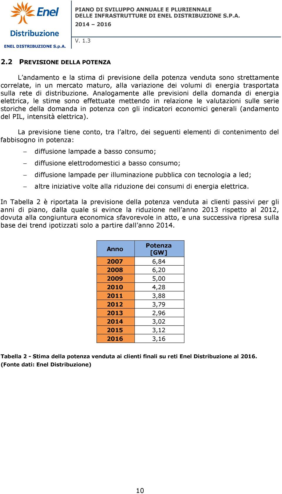 Analogamente alle previsioni della domanda di energia elettrica, le stime sono effettuate mettendo in relazione le valutazioni sulle serie storiche della domanda in potenza con gli indicatori