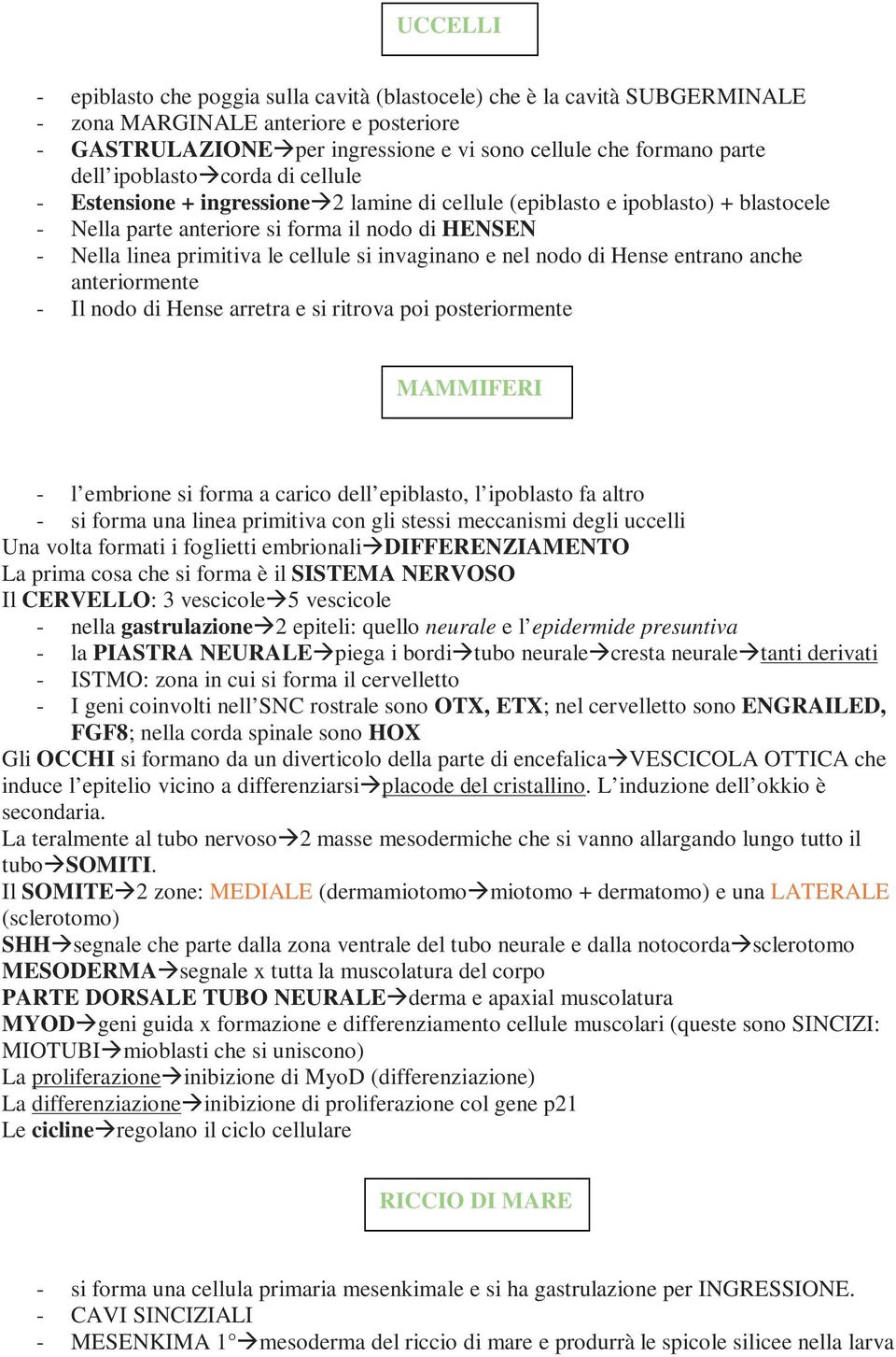 invaginano e nel nodo di Hense entrano anche anteriormente - Il nodo di Hense arretra e si ritrova poi posteriormente MAMMIFERI - l embrione si forma a carico dell epiblasto, l ipoblasto fa altro -