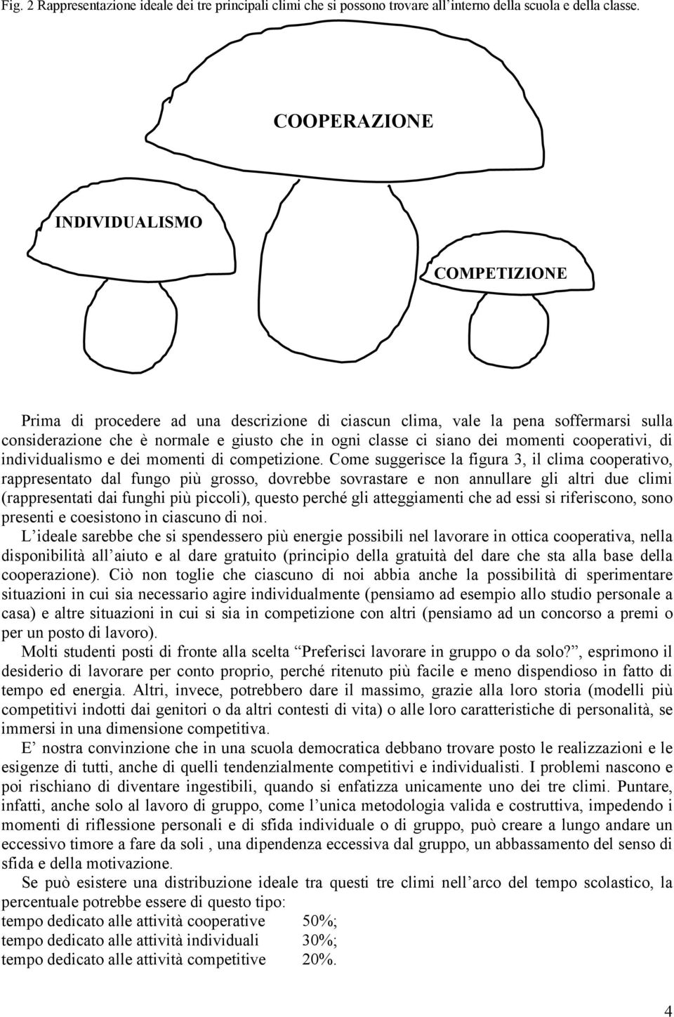 momenti cooperativi, di individualismo e dei momenti di competizione.