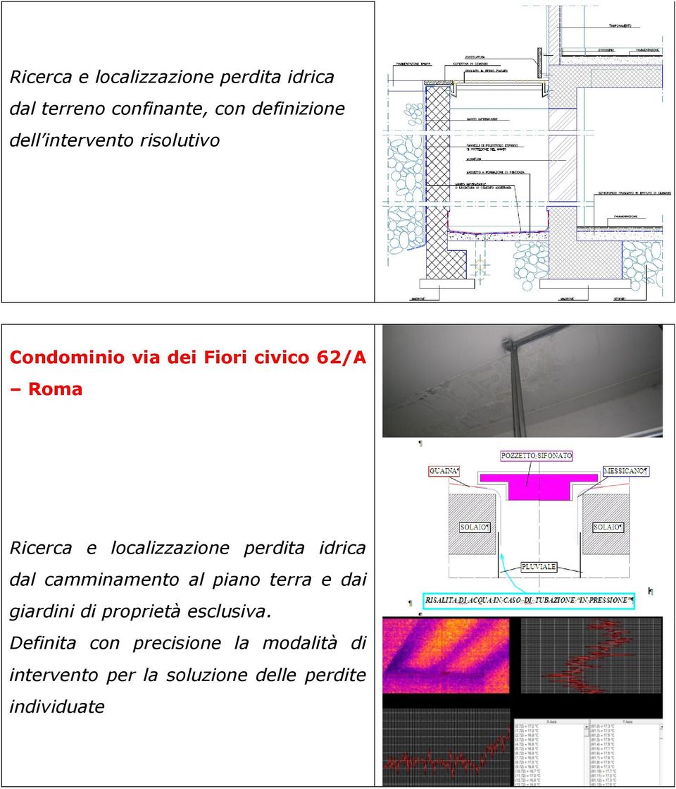 localizzazione perdita idrica dal camminamento al piano terra e dai giardini di