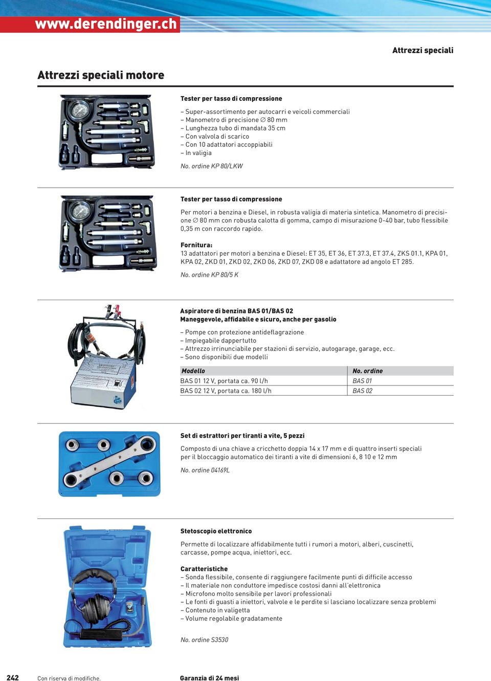 adattatori accoppiabili In valigia No. ordine KP 80/LKW Tester per tasso di compressione Per motori a benzina e Diesel, in robusta valigia di materia sintetica.