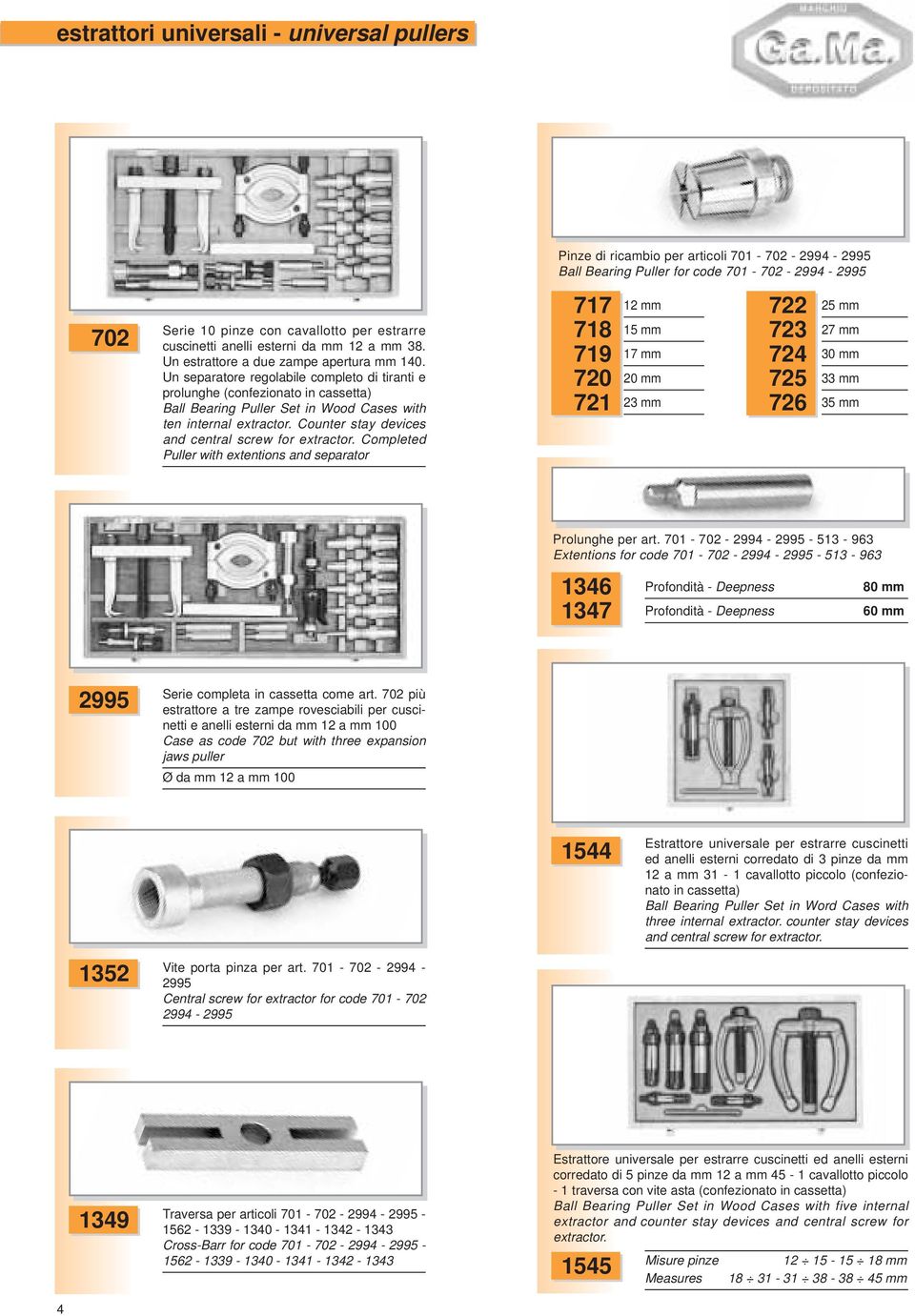 Counter stay devices and central screw for extractor.