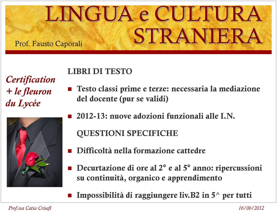 la mediazione del docente (pur se validi) 2012-13: nuove adozioni funzionali alle I.N.