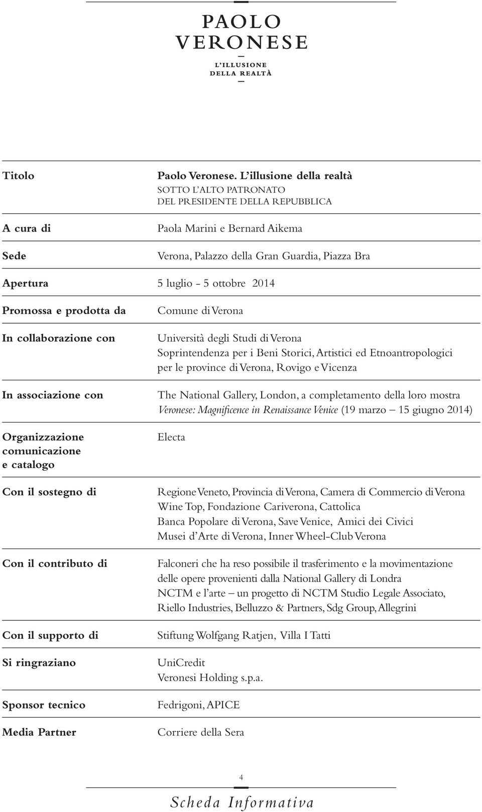 Promossa e prodotta da In collaborazione con In associazione con Organizzazione comunicazione e catalogo Con il sostegno di Con il contributo di Con il supporto di Si ringraziano Sponsor tecnico