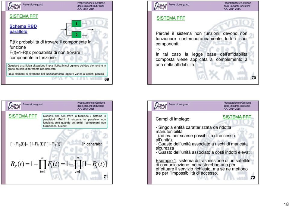 1 2 69 SISTEMA PRT Perché il sistema non funzioni, devono non funzionare contemporaneamente tutti i suoi componenti.