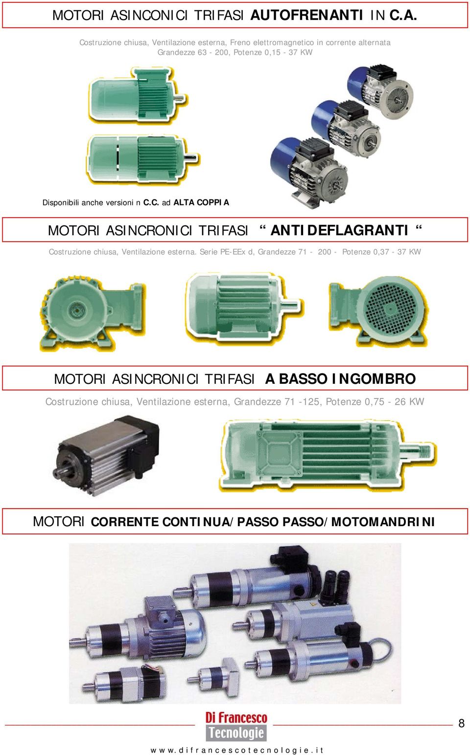 I AUTOFRENANTI IN C.A. Costruzione chiusa, Ventilazione esterna, Freno elettromagnetico in corrente alternata Grandezze 63-200,