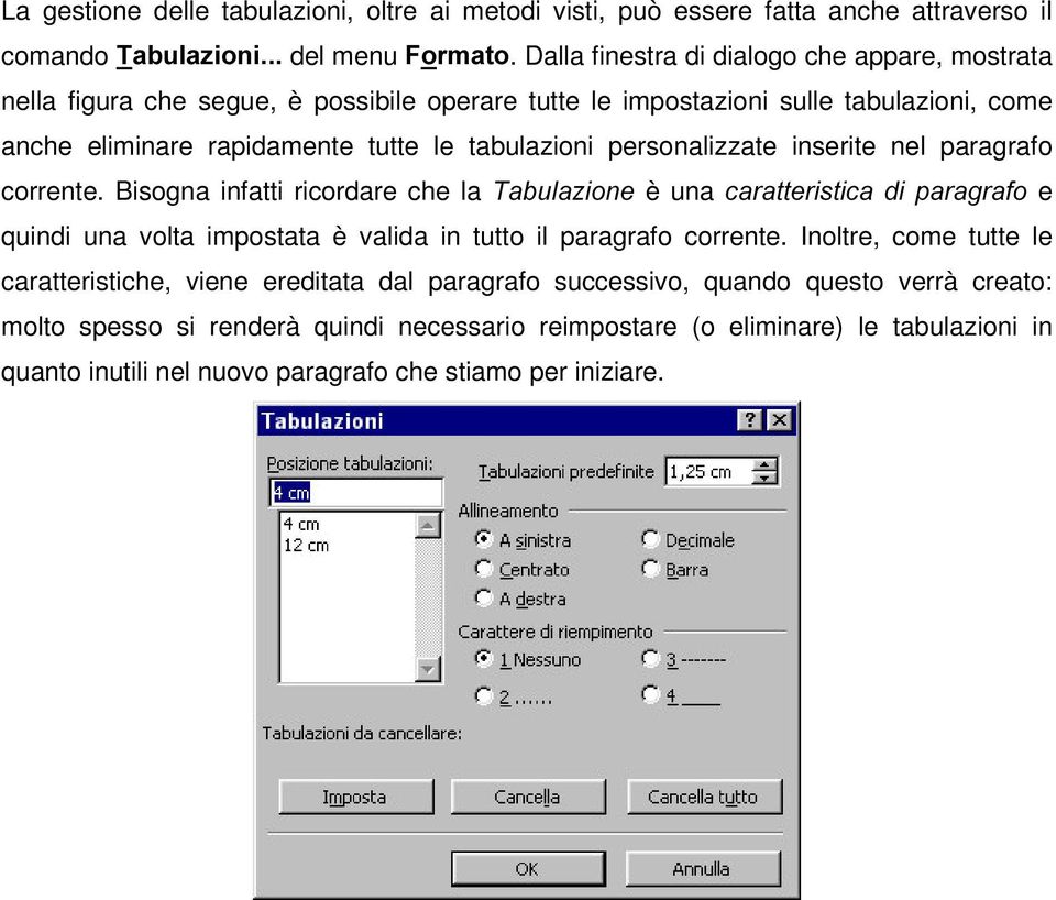 personalizzate inserite nel paragrafo corrente.