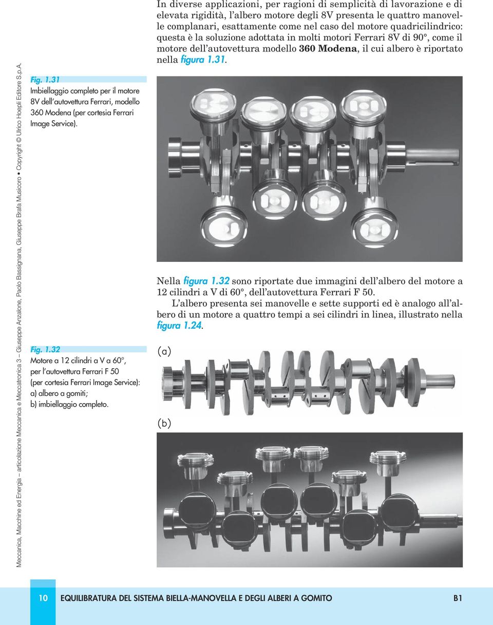 quadricilindrico: questa è la soluzione adottata in molti motori Ferrari 8V di 90, come il motore dell autovettura modello 360 Modena, il cui albero è riportato nella figura 1.31. Nella figura 1.