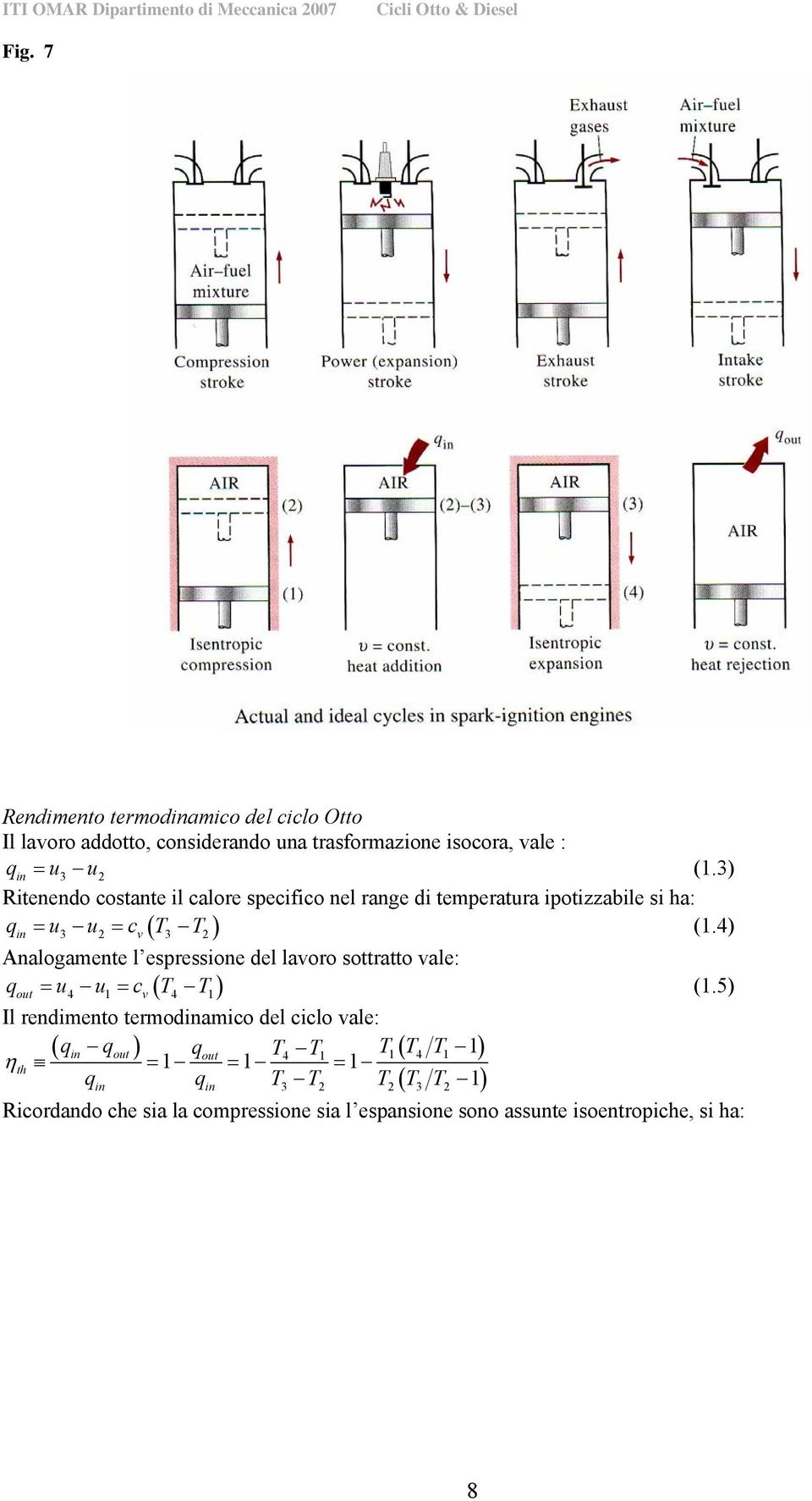 4) in ( ) 3 2 v 3 2 Analogamente l espressione del lavoro sottratto vale: q = u u = c T T (1.