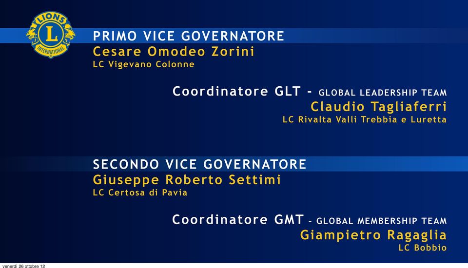 Valli Trebbia e Luretta SECONDO VICE GOVERNATORE Giuseppe Roberto Settimi