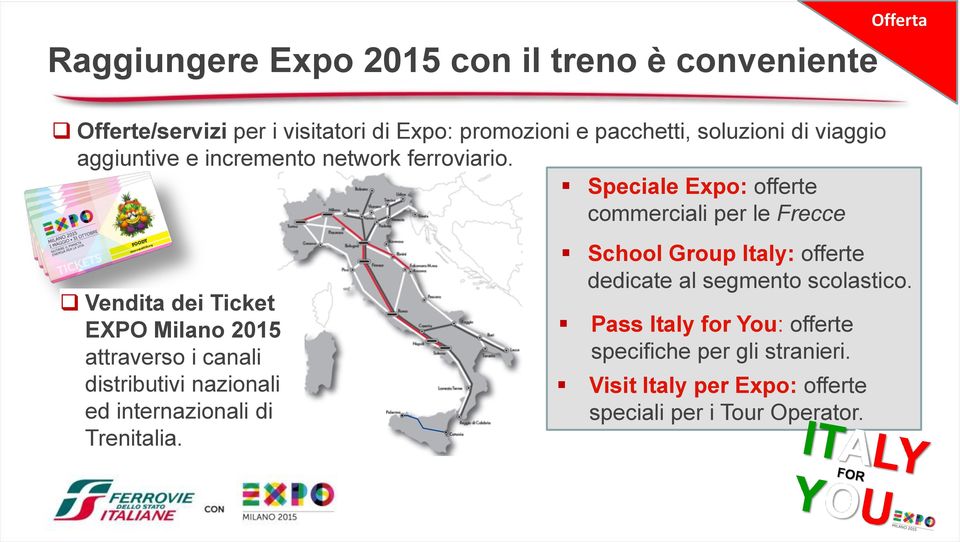 Speciale Expo: offerte commerciali per le Frecce Vendita dei Ticket EXPO Milano 2015 attraverso i canali distributivi nazionali ed