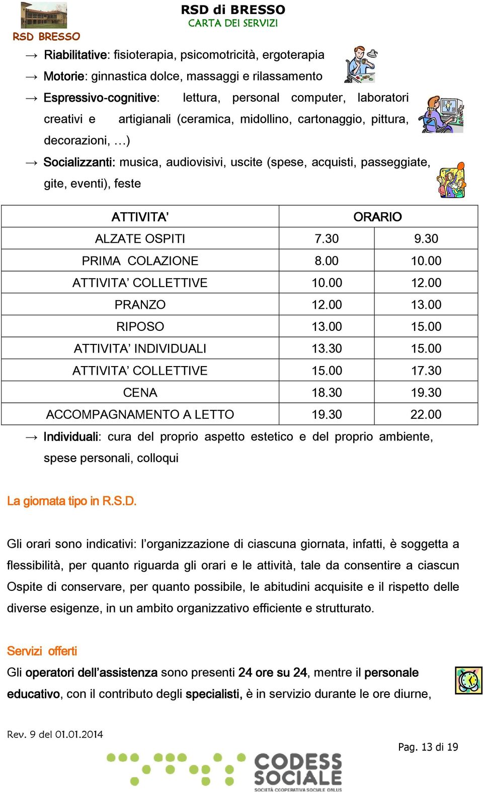 30 9.30 PRIMA COLAZIONE 8.00 10.00 ATTIVITA COLLETTIVE 10.00 12.00 PRANZO 12.00 13.00 RIPOSO 13.00 15.00 ATTIVITA INDIVIDUALI 13.30 15.00 ATTIVITA COLLETTIVE 15.00 17.30 CENA 18.30 19.