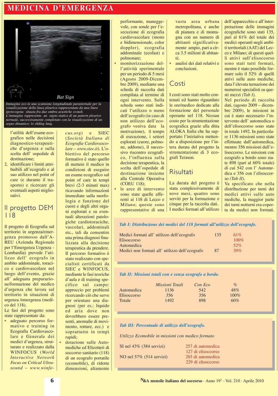 Il progetto DEM 118 6 Bat Sign Immagine eco in una scansione longitudinale parasternale per la visualizzazione della linea pleurica rappresentata da una linea iperecogena situata fra due ombra