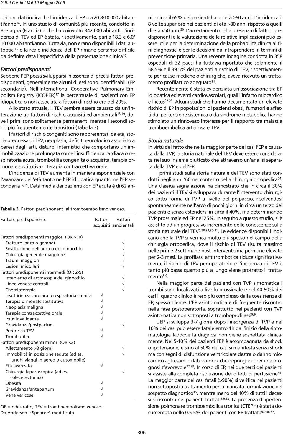 Tuttavia, non erano disponibili i dati autoptici 15 e la reale incidenza dell EP rimane pertanto difficile da definire data l aspecificità della presentazione clinica 16. Tabella 3.